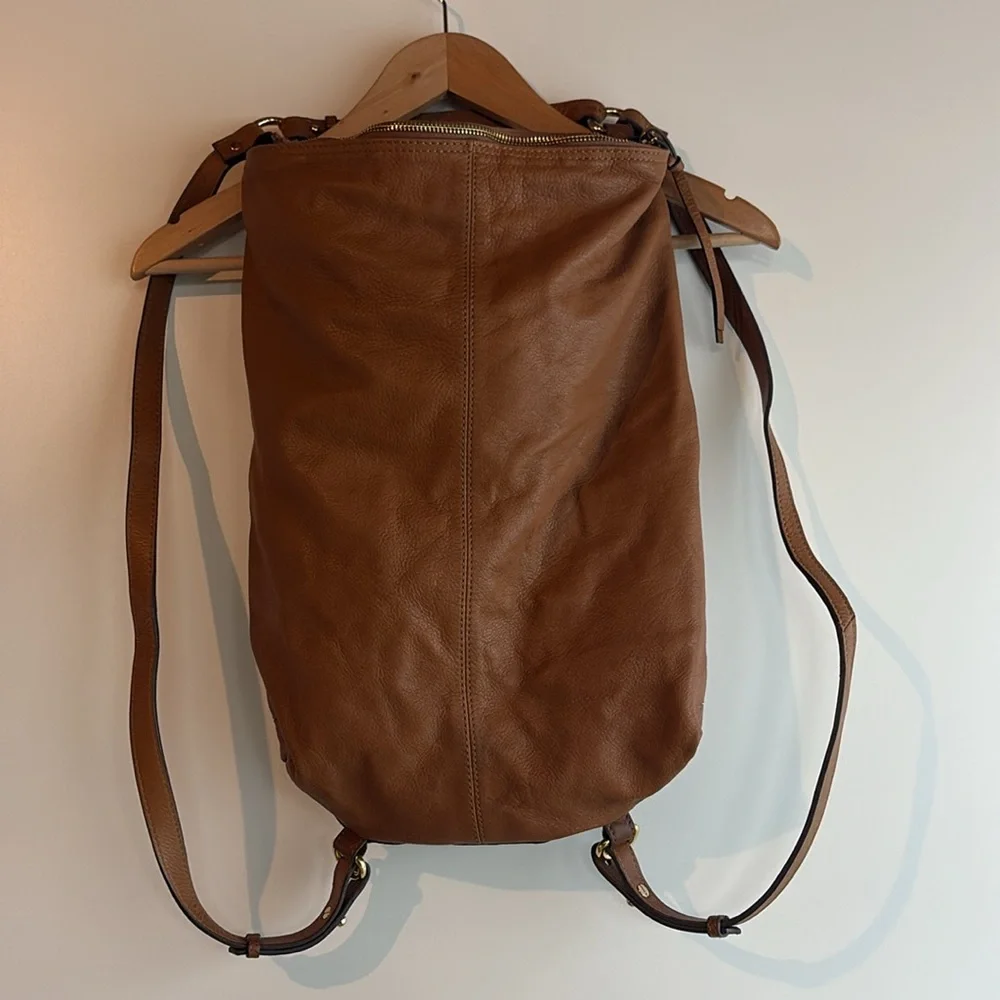 Zara Women’s Vintage Camel Brown Leather Backpack